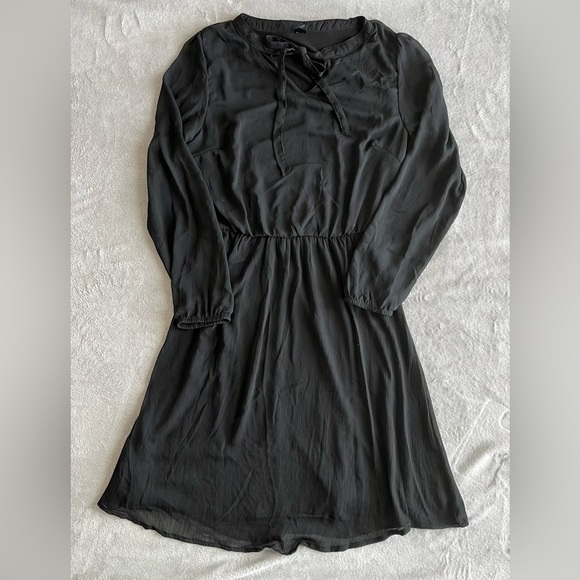 ESMARA Black Sheer Long Sleeve tie scarf Dress Size 8 - Picture 1 of 9